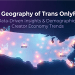 Map of United States showing trans OnlyFans spending by state with hotspots in Atlanta, Miami, Denver, Seattle highlighting geographic data and demographics
